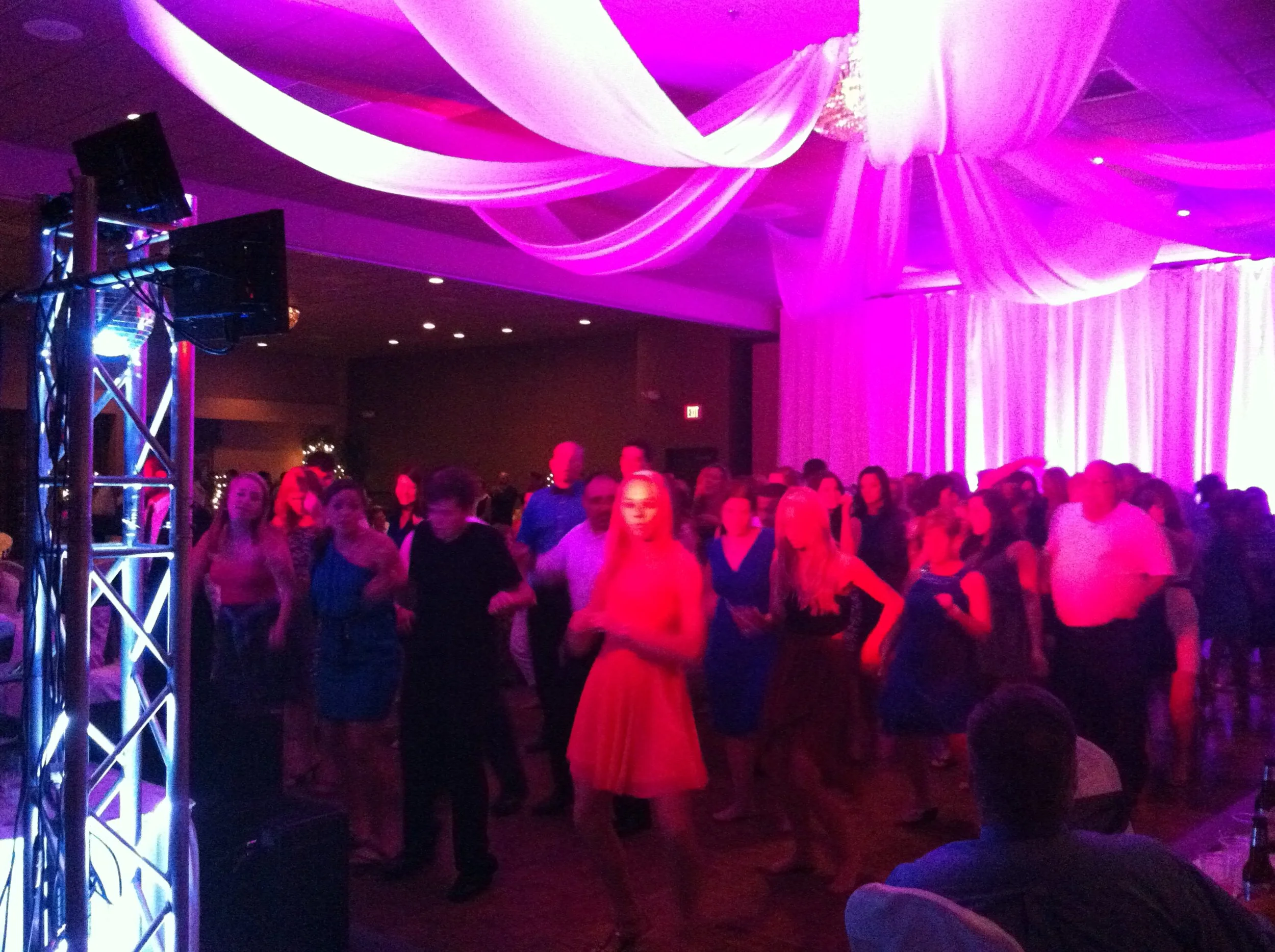South Bend purple uplighting drapery