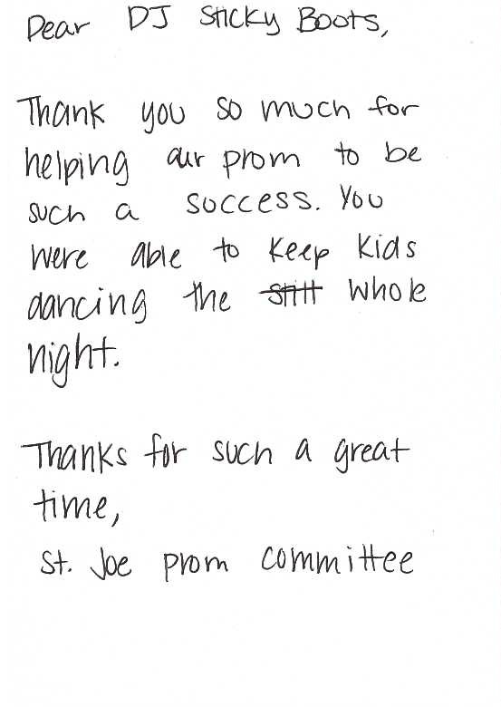 Prom Thank You Note