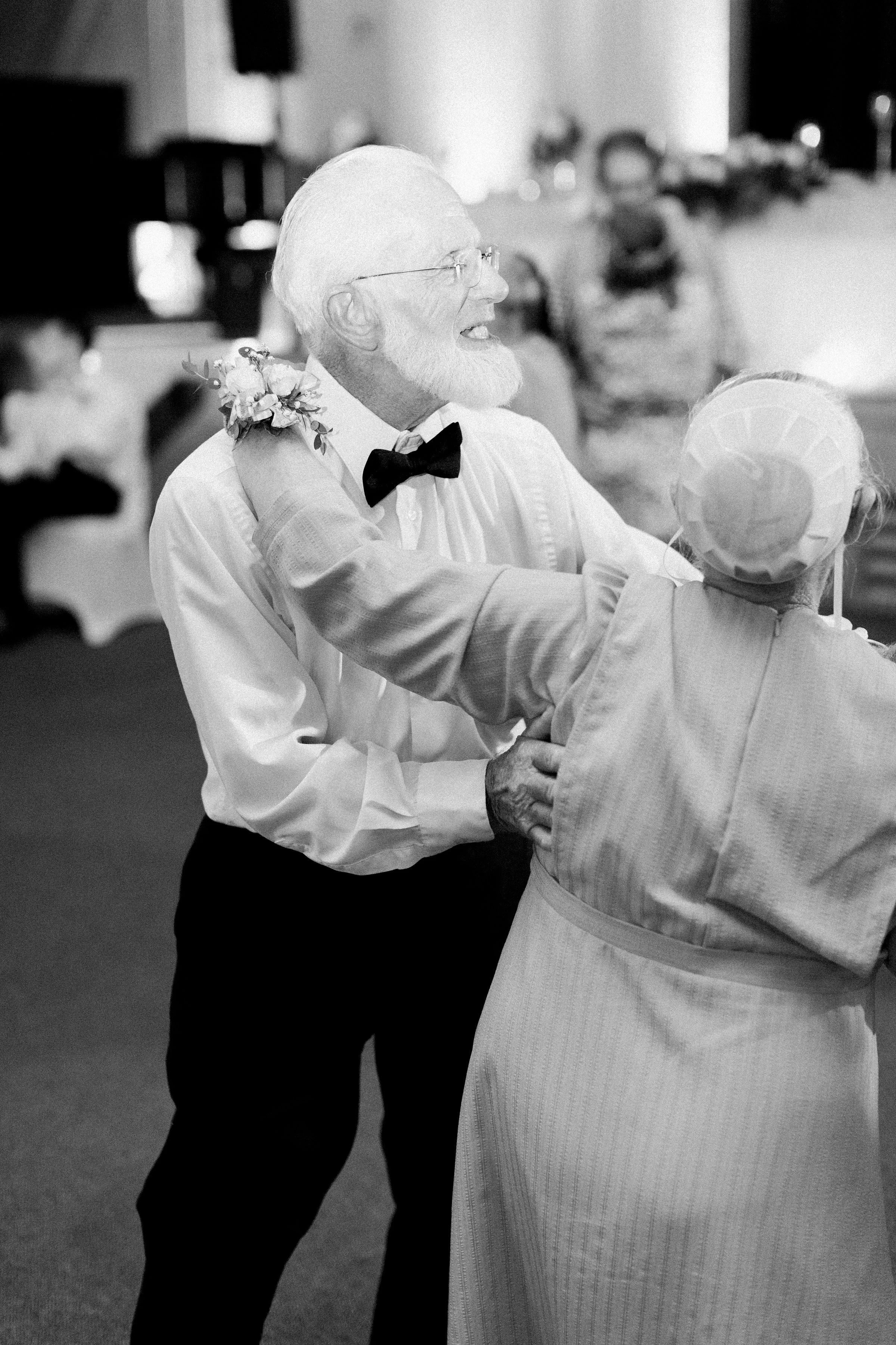 older couple dancing at wedding reception in Winona Lake IN