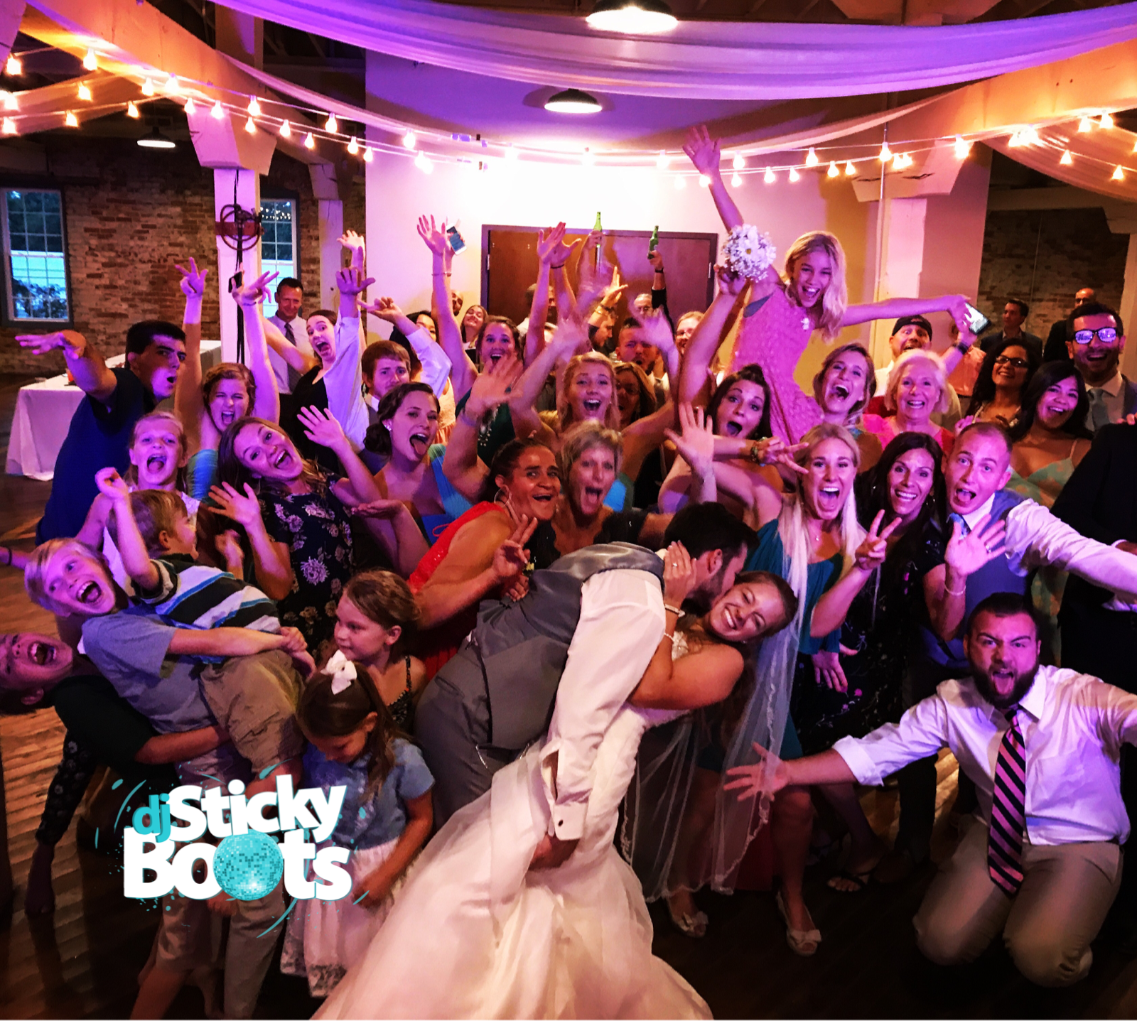 DJ Sticky Boots wedding reception at Old Bag Factory in Goshen IN