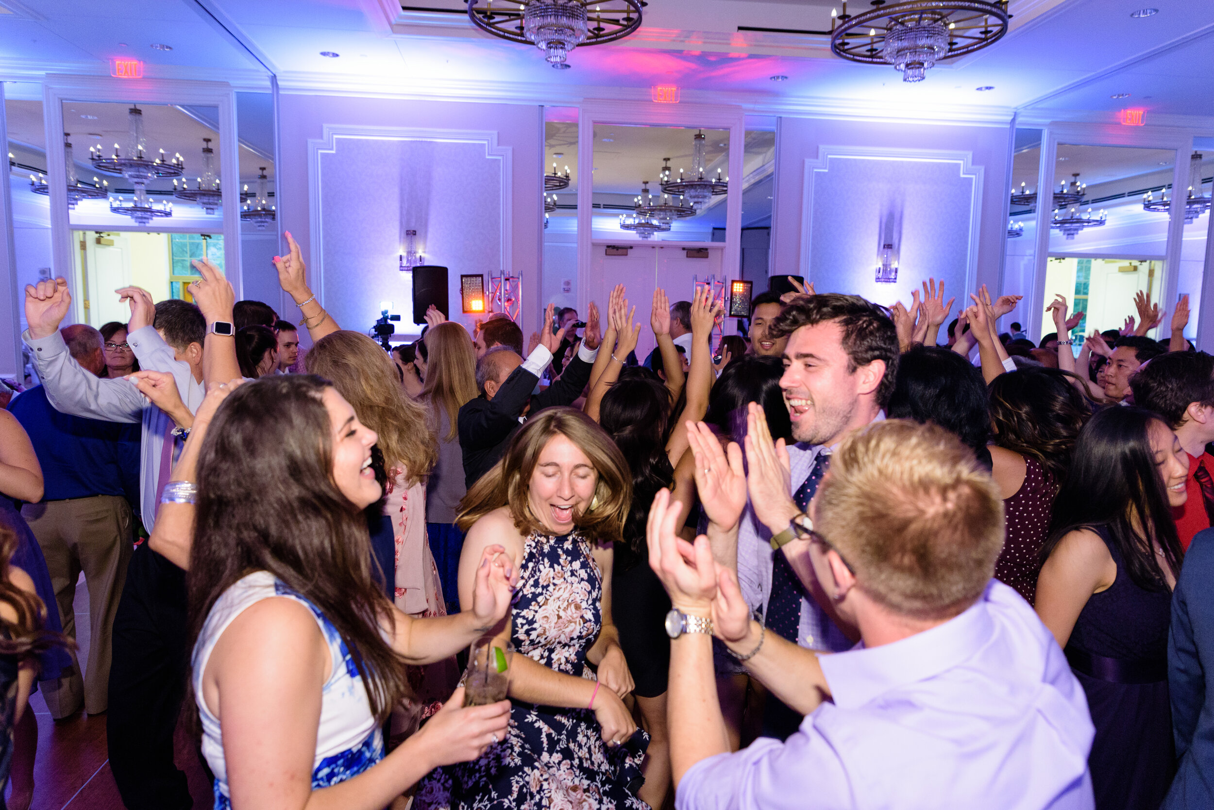 Full dance floor for Notre Dame wedding at Morris Inn with DJ Sticky Boots