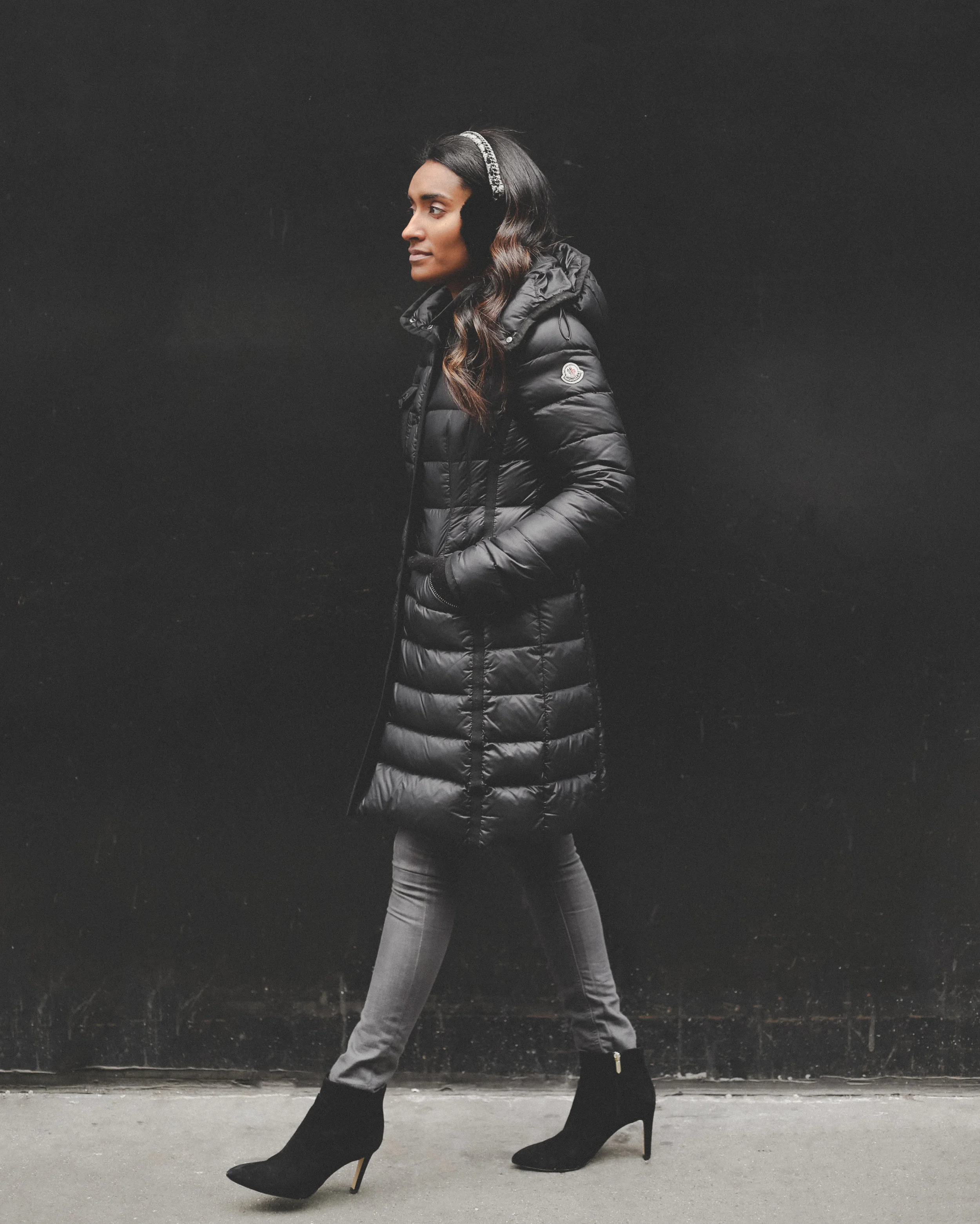 Krys posing with a stylish puffy jacket.