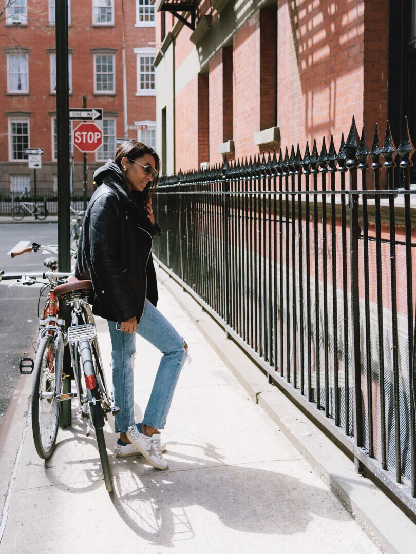 Krys showing off her swarovski studded sneakers.