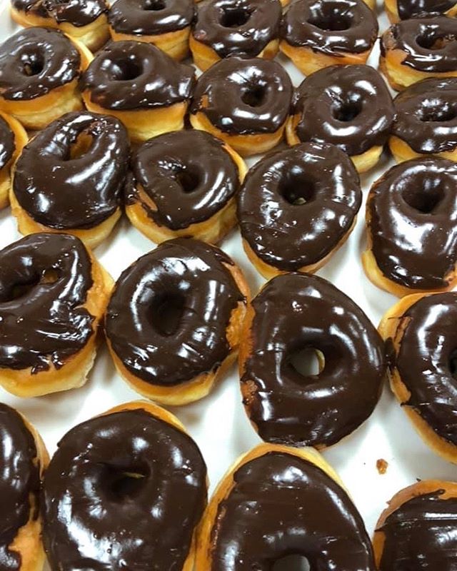 Chocolate iced donuts! Made from scratch since 1956!