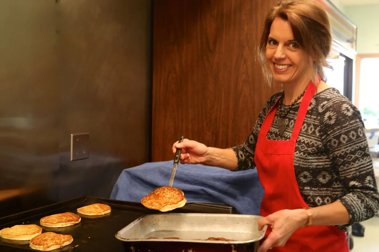 Robin had already begun preparing the homemade pancakes with buttermilk as a key ingredient .