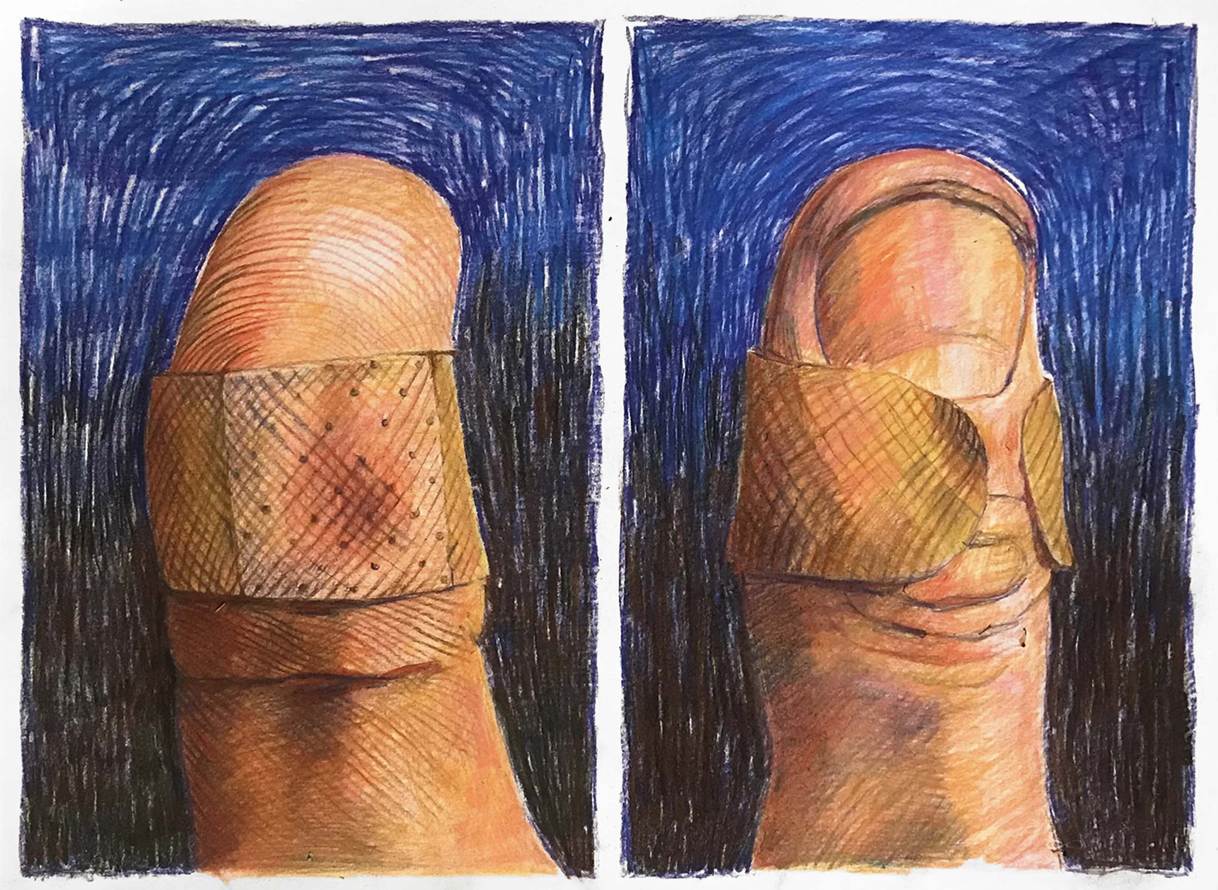 Little Wound I conté crayon on paper 22 X 30 inches 2018