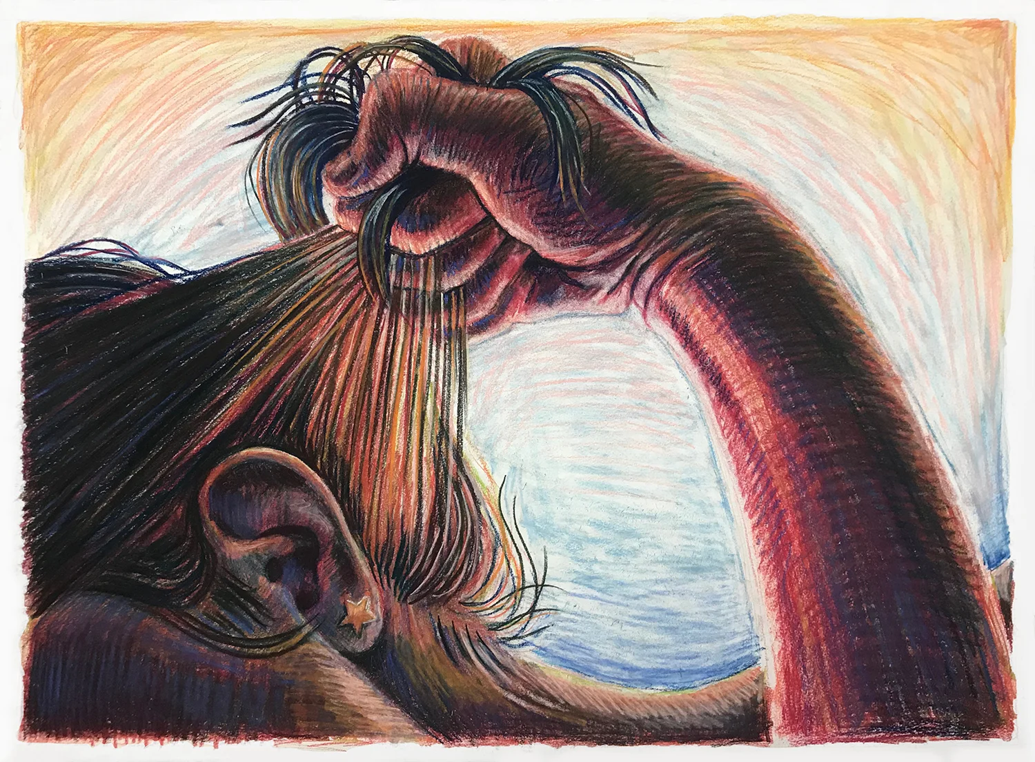 Honestly (I say), I like feeling this way (Christina) conté crayon and pastel on paper 22 X 30 inches 2019