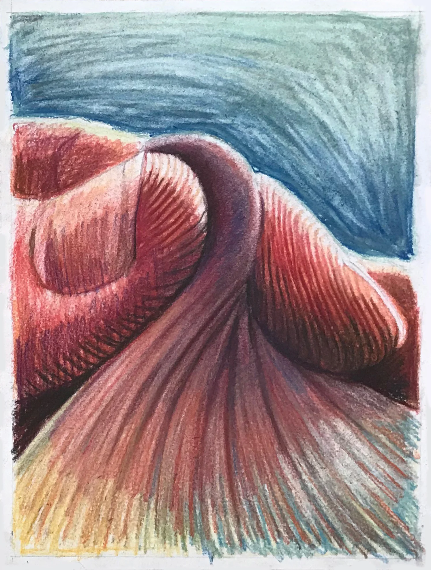 Twist conté crayon and pastel on paper 9 X 12 inches 2019