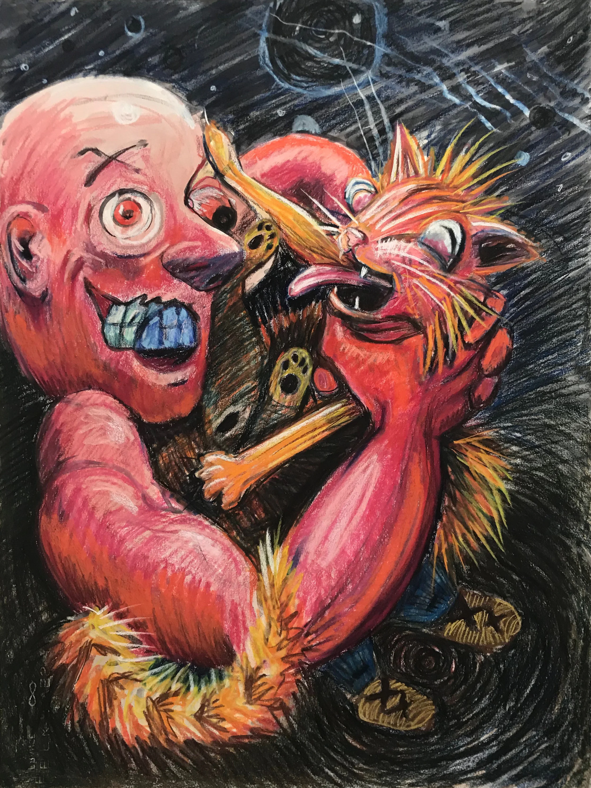 Rush and Speed acrylic and pastel on paper 30 X 22 inches 2019