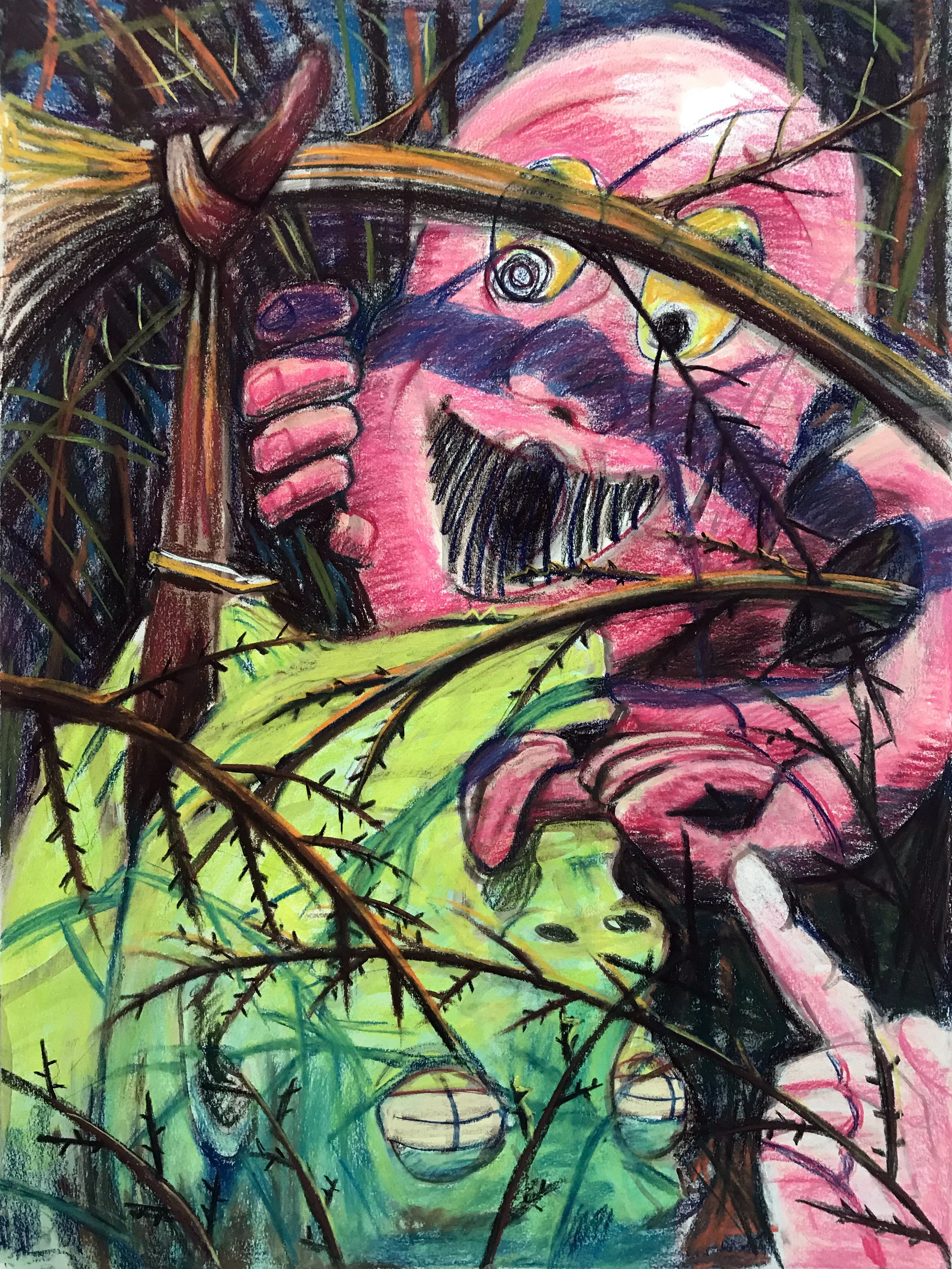 Subterranean Logic acrylic and pastel on paper 30 X 22 inches 2019