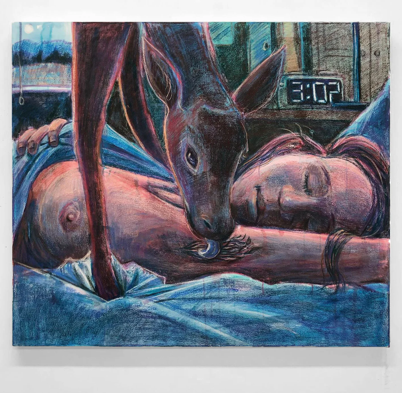 America at Night acrylic paint and chalk pastel on canvas 36 X 42 inches 2019