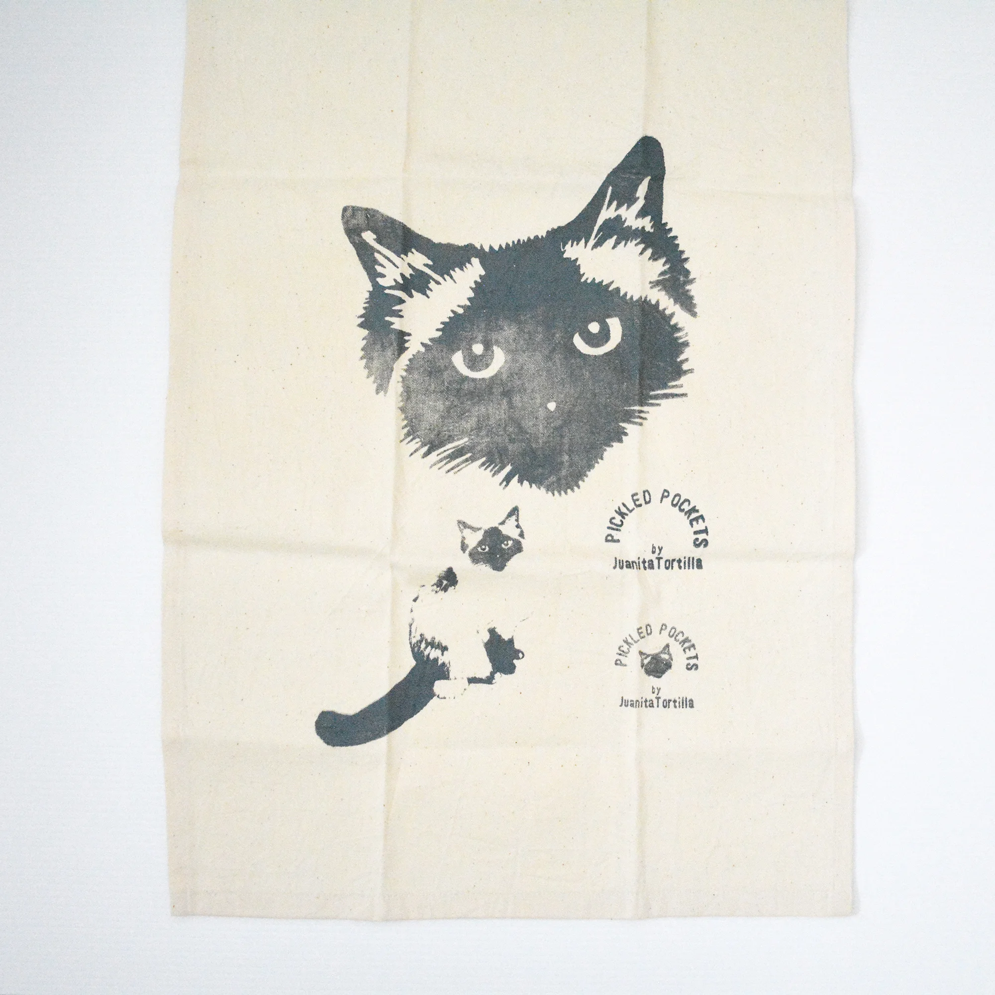 Pickled Pockets Screenprinted Tea Towel Calico (1).jpg