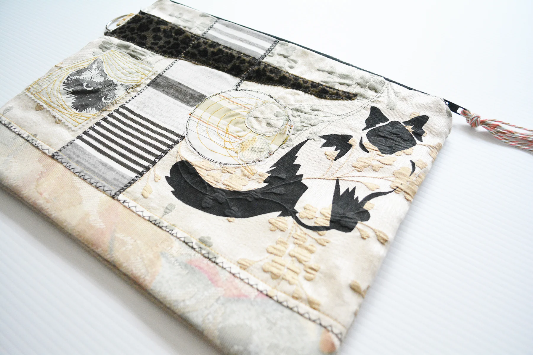 Pickled Pockets Collage Textile Art Zipper Pouch Brown (5).jpg
