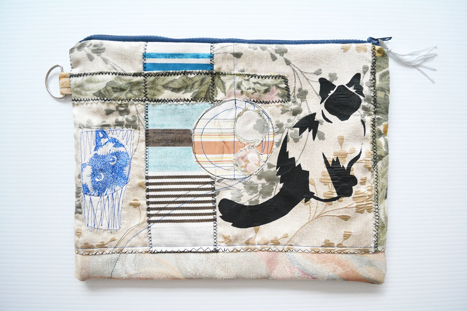Pickled Pockets Collage Textile Art Zipper Purse Blue (2).jpg