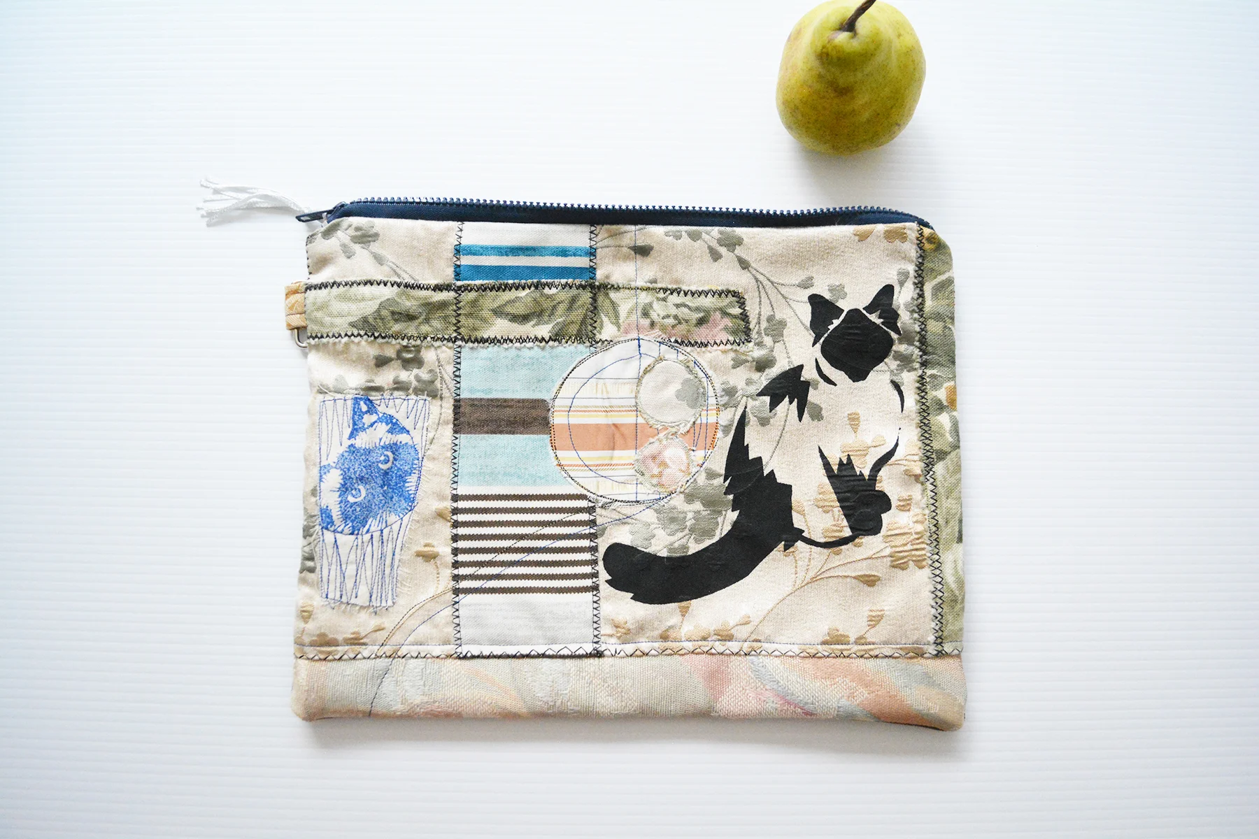 Pickled Pockets Collage Textile Art Zipper Purse Blue (3).jpg