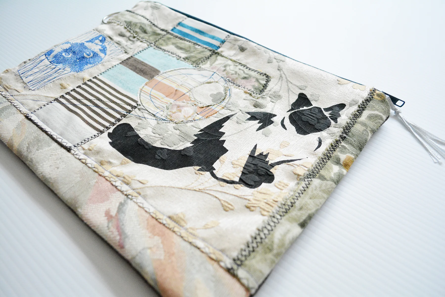 Pickled Pockets Collage Textile Art Zipper Purse Blue (8).jpg