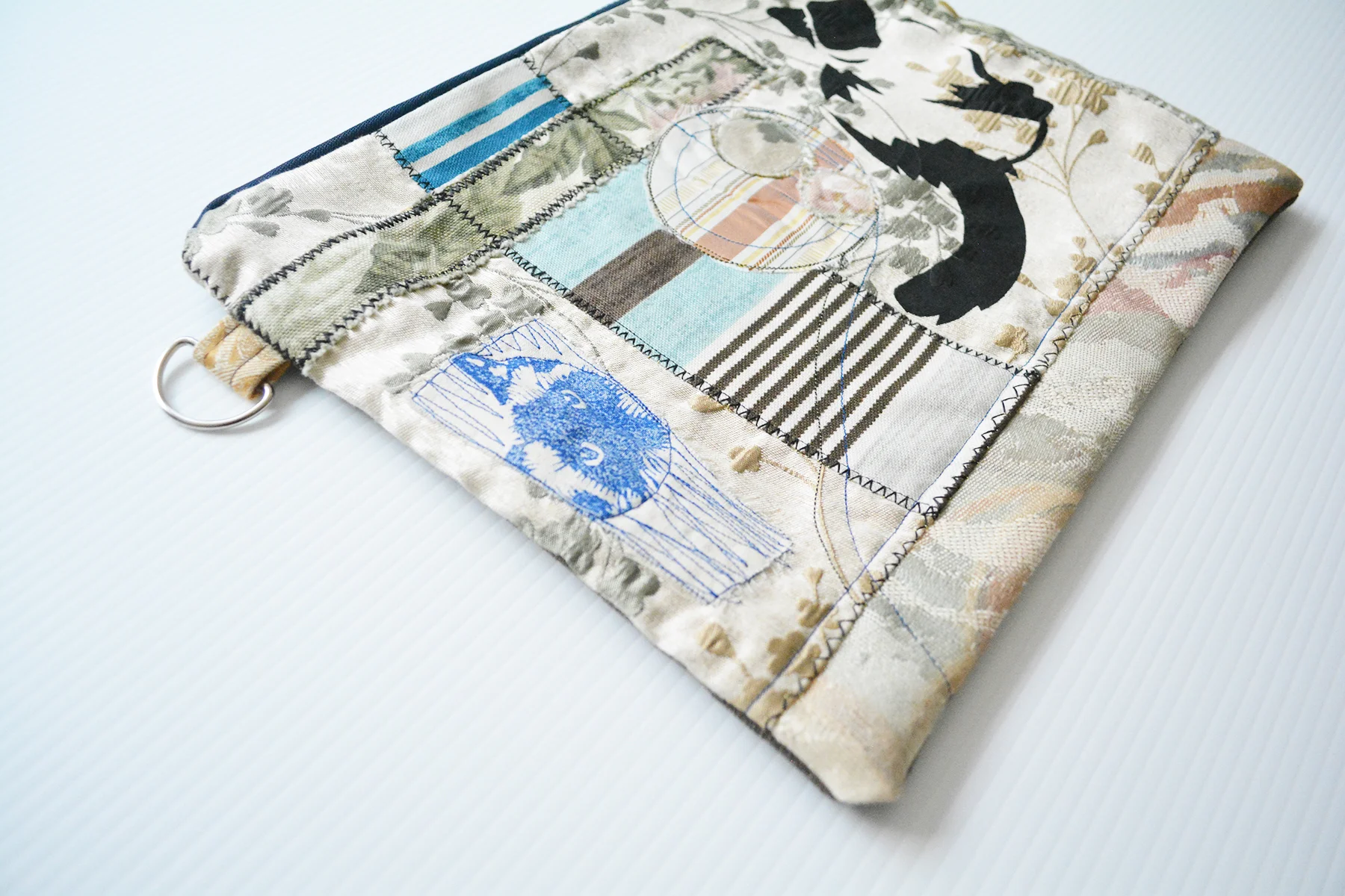 Pickled Pockets Collage Textile Art Zipper Purse Blue (7).jpg
