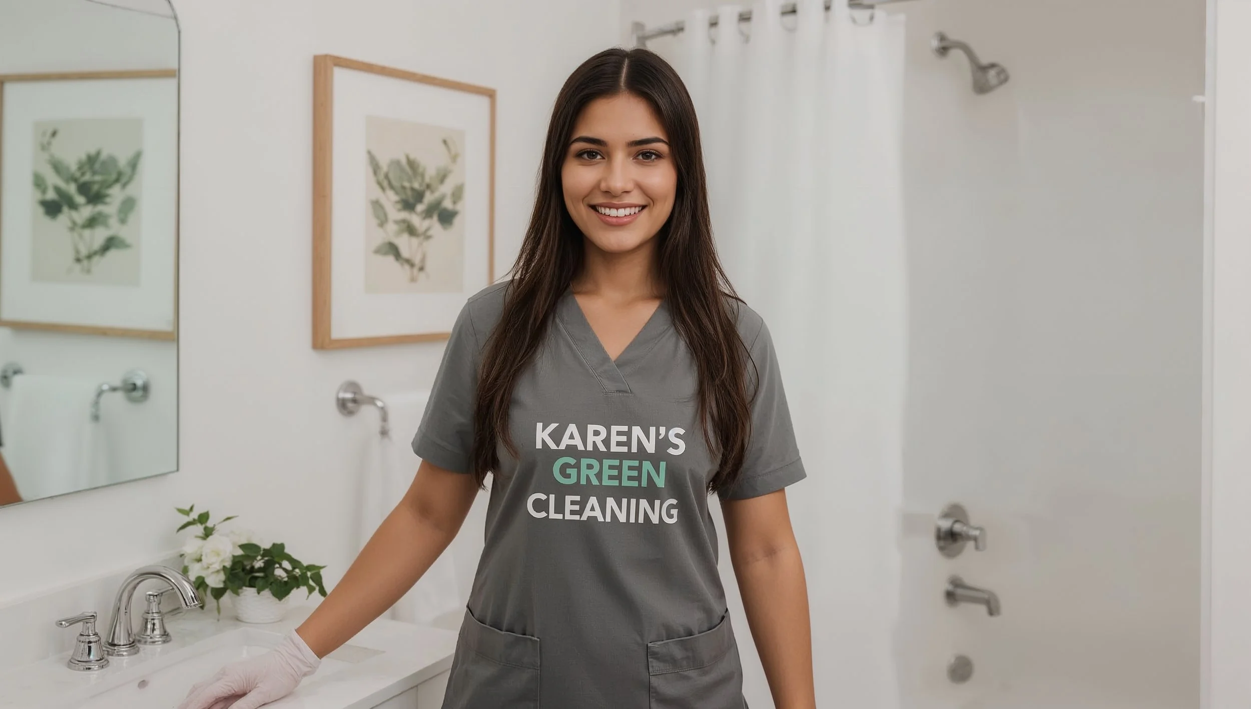 Honduran cleaner sanitizing a bathroom in a Highland Park St. Paul family home.