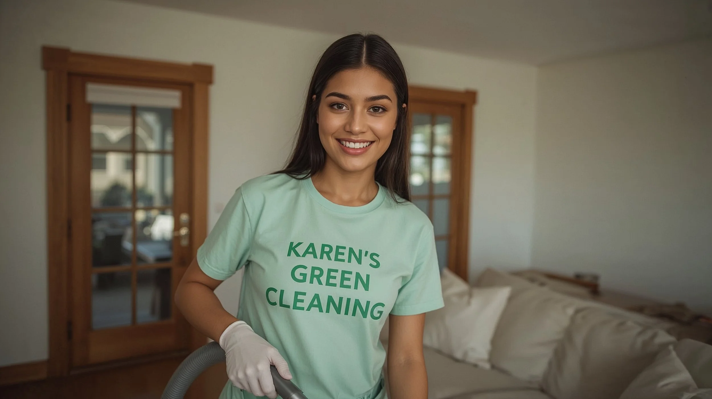 Professional cleaner vacuuming a Frogtown St. Paul living room