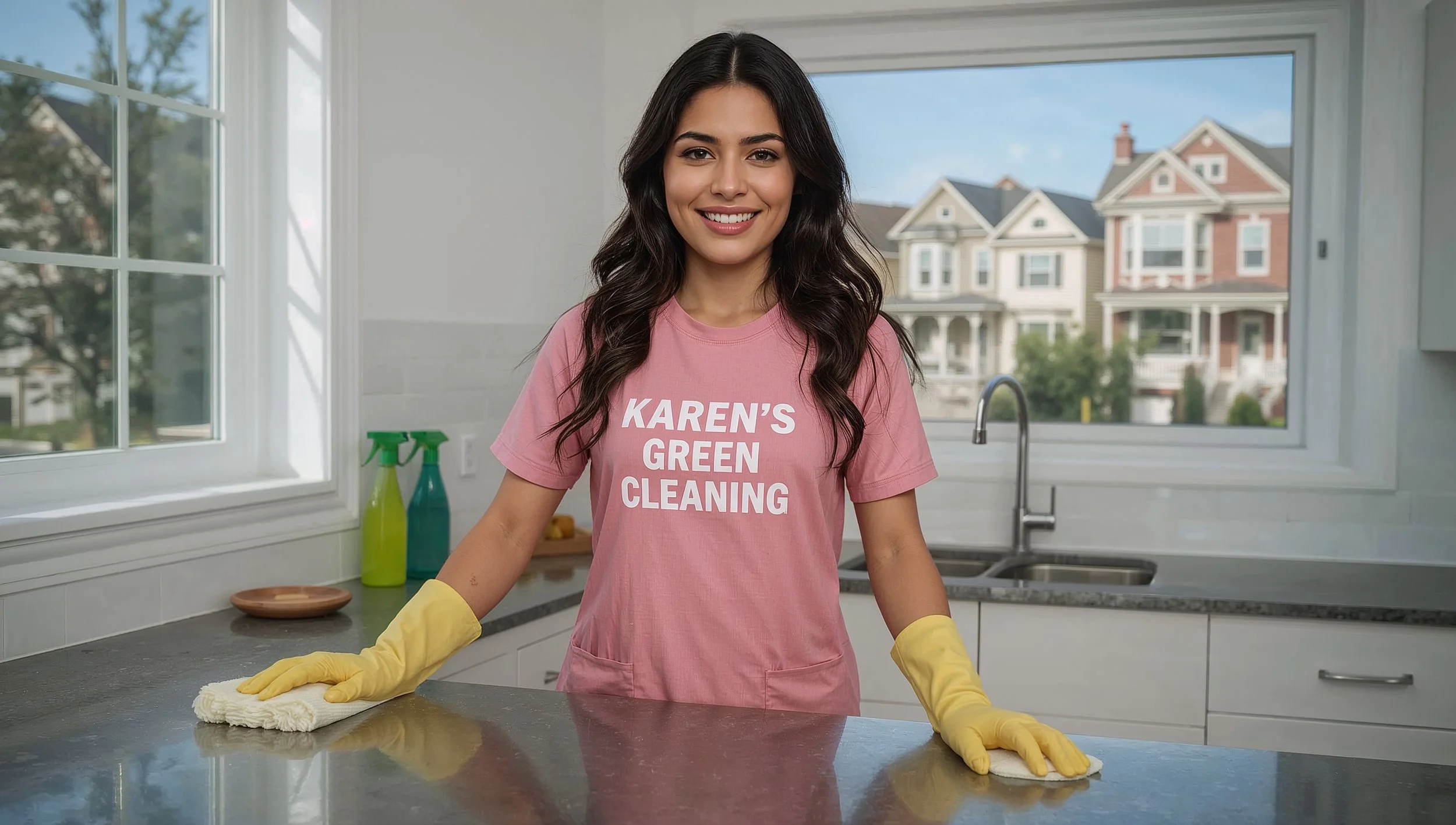 Karen’s Green Cleaning professional performing eco-friendly kitchen cleaning in a South Frogtown St. Paul home.