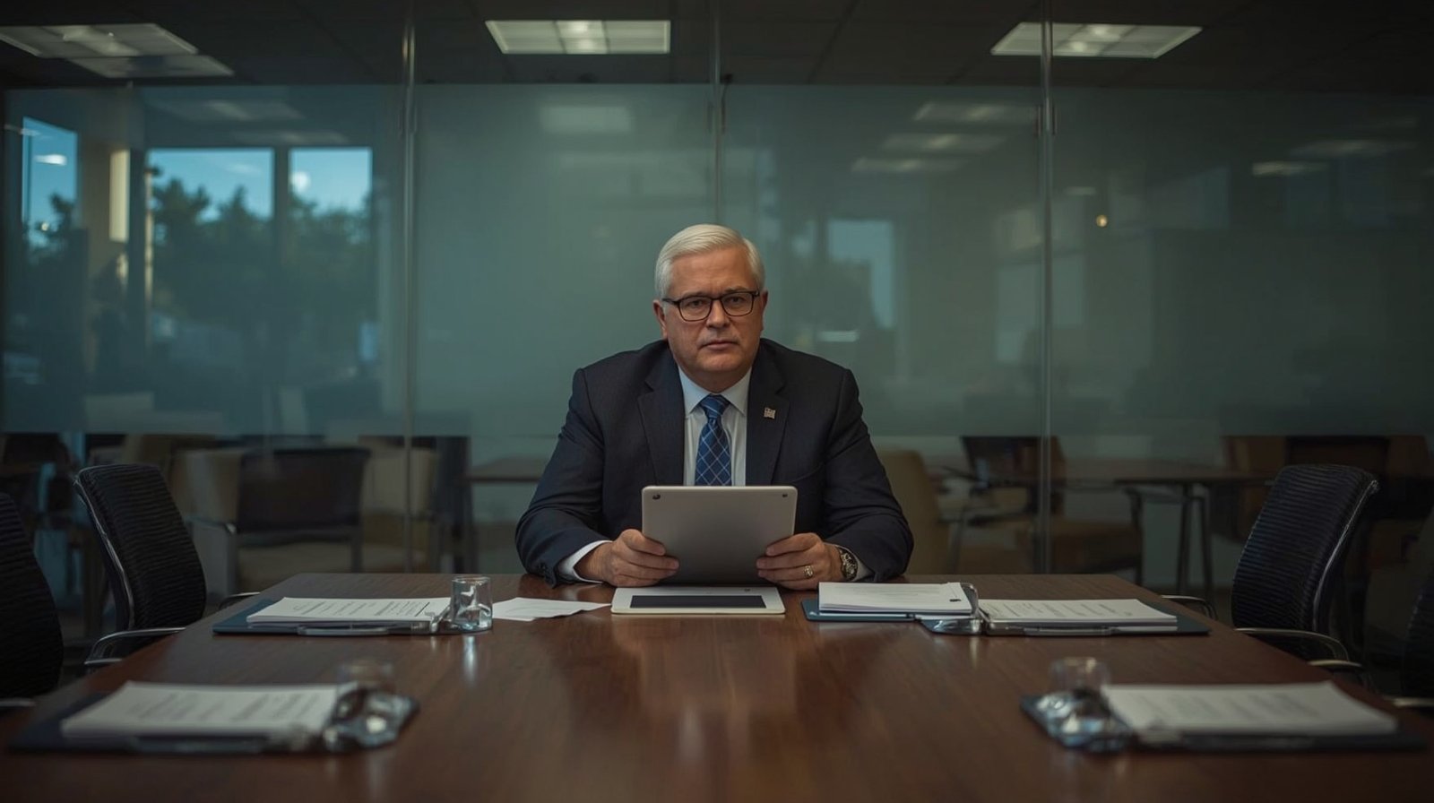 Tim Walz seated at a meeting table representing transparency and accountability in net worth discussions