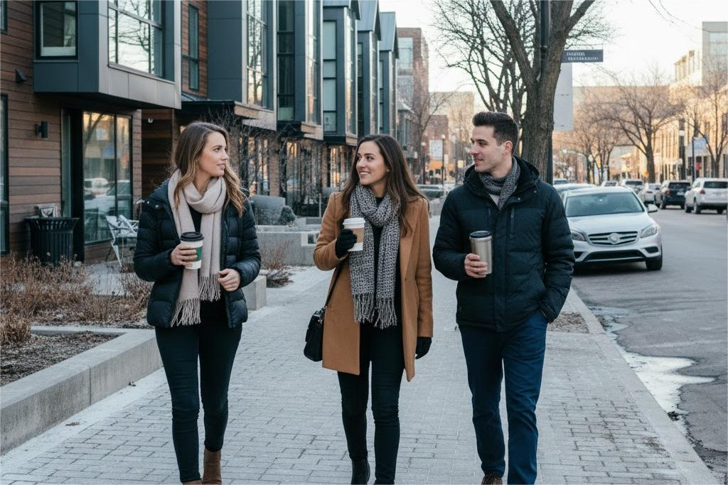 Minneapolis residents in an upscale North Loop neighborhood showcasing lifestyle and cost of living.