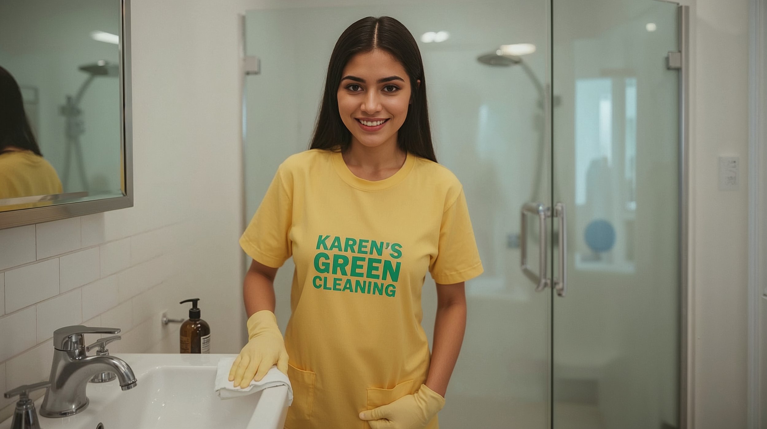 Brazilian cleaner sanitizing a bathroom in a Union Park St. Paul home