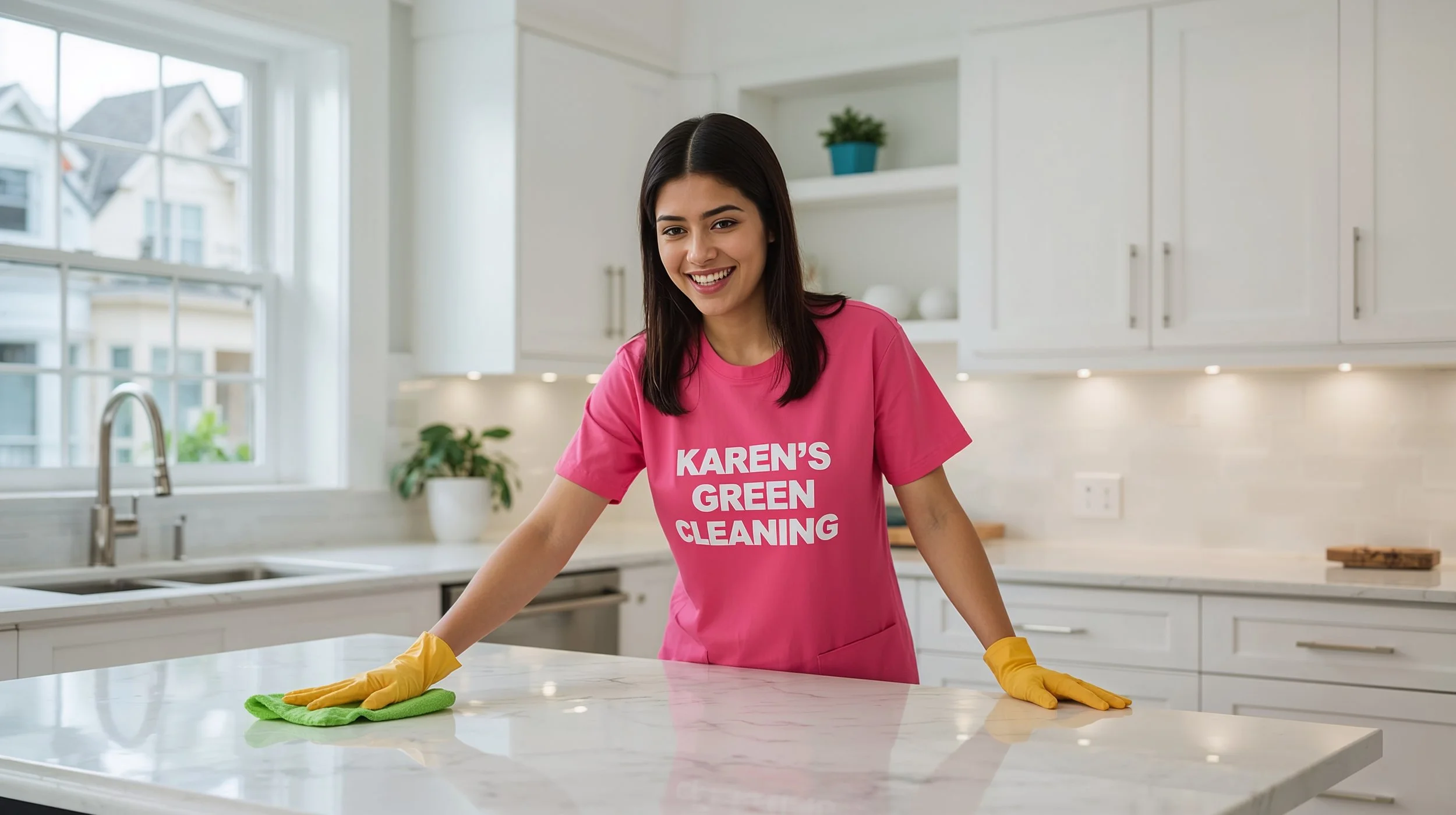Karen’s Green Cleaning eco-friendly products displayed in a spotless Thomas–Dale St. Paul kitchen