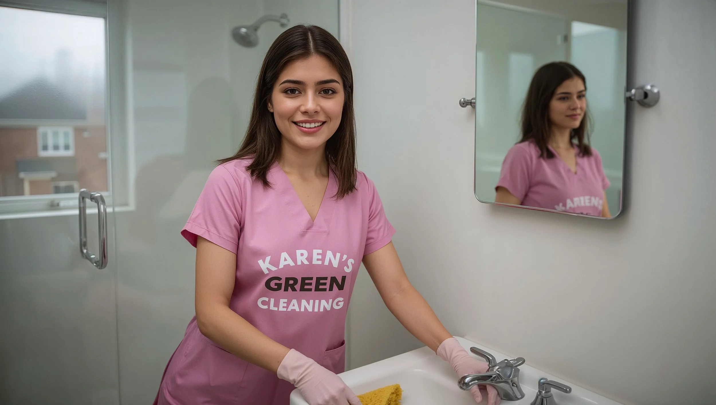 Professional bathroom cleaning service by Karen’s Green Cleaning in a Frogtown St. Paul residence.