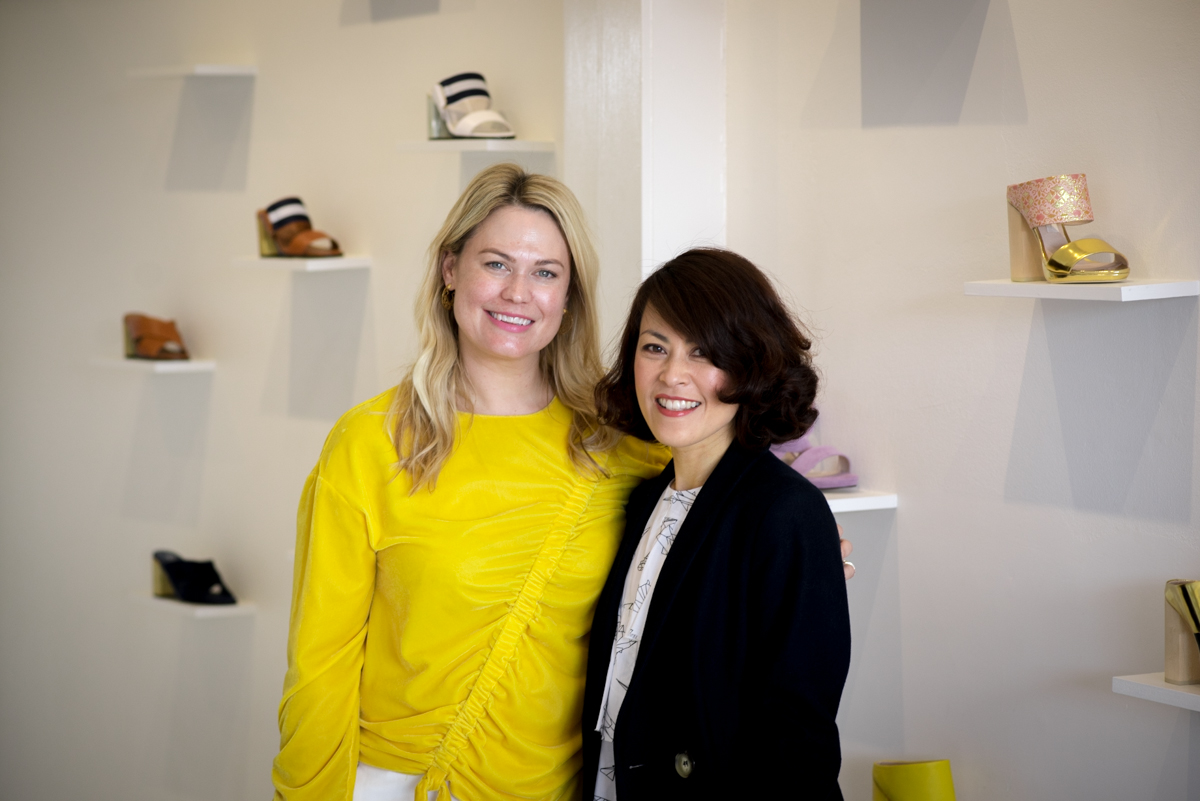 Kathryn Wilson pictured with podcast presenter and producer, Sonia Sly.