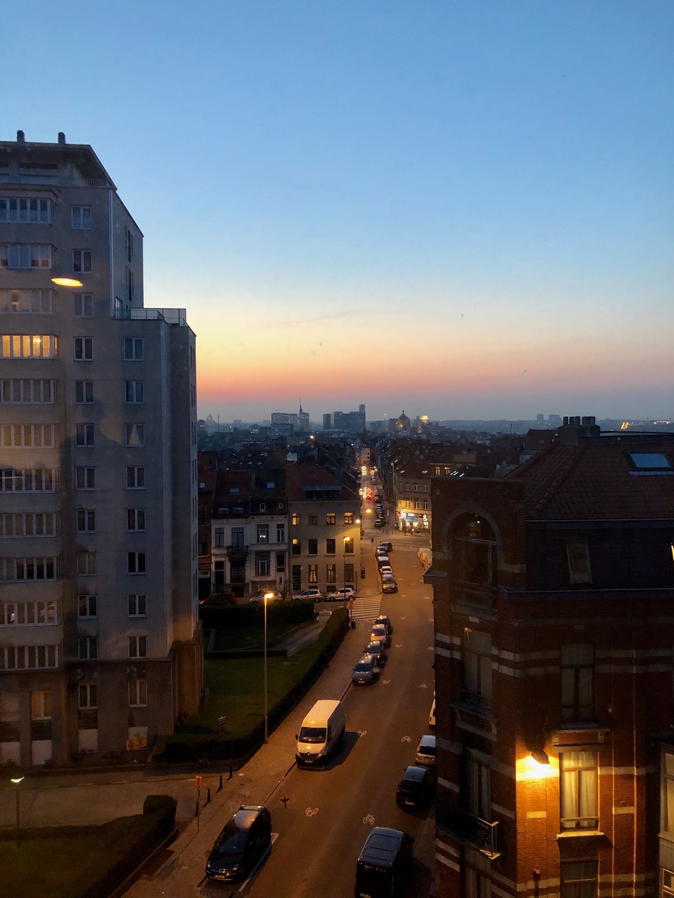 Sunset in Brussels on the way to Lisbon. (Photo: Gavin McCrory)