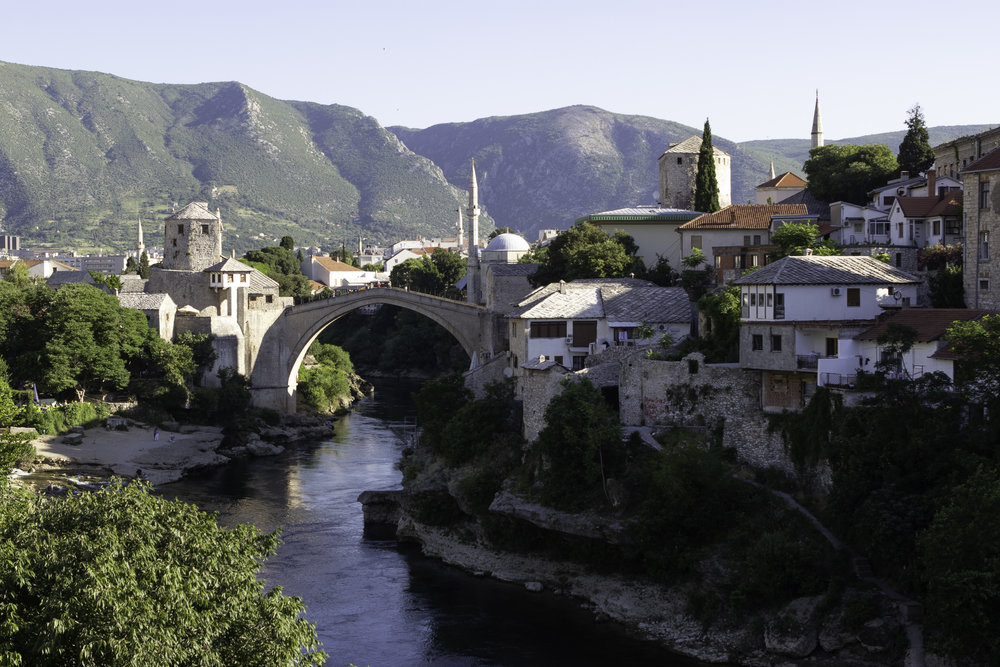 One of the iconic views of  Stari Most , taken from  Lucki Most  to the south.
