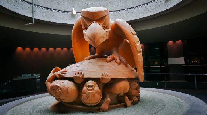 The Raven and the First Men by Bill Reid depicting the birth of the Haida people (Photo: CBC).