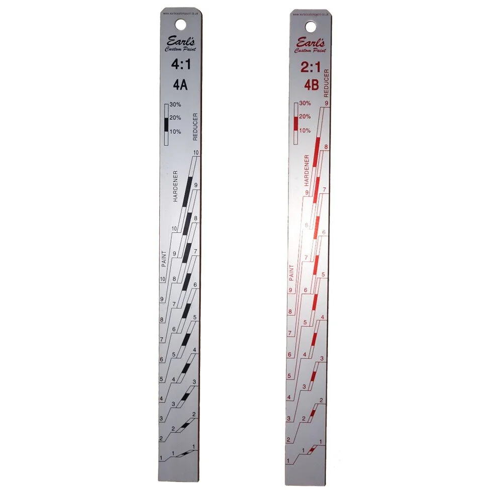 Earl's Custom Paint Aluminium Mixing Stick 370 x 32 x 2mm / 2:1 &amp; 4:1