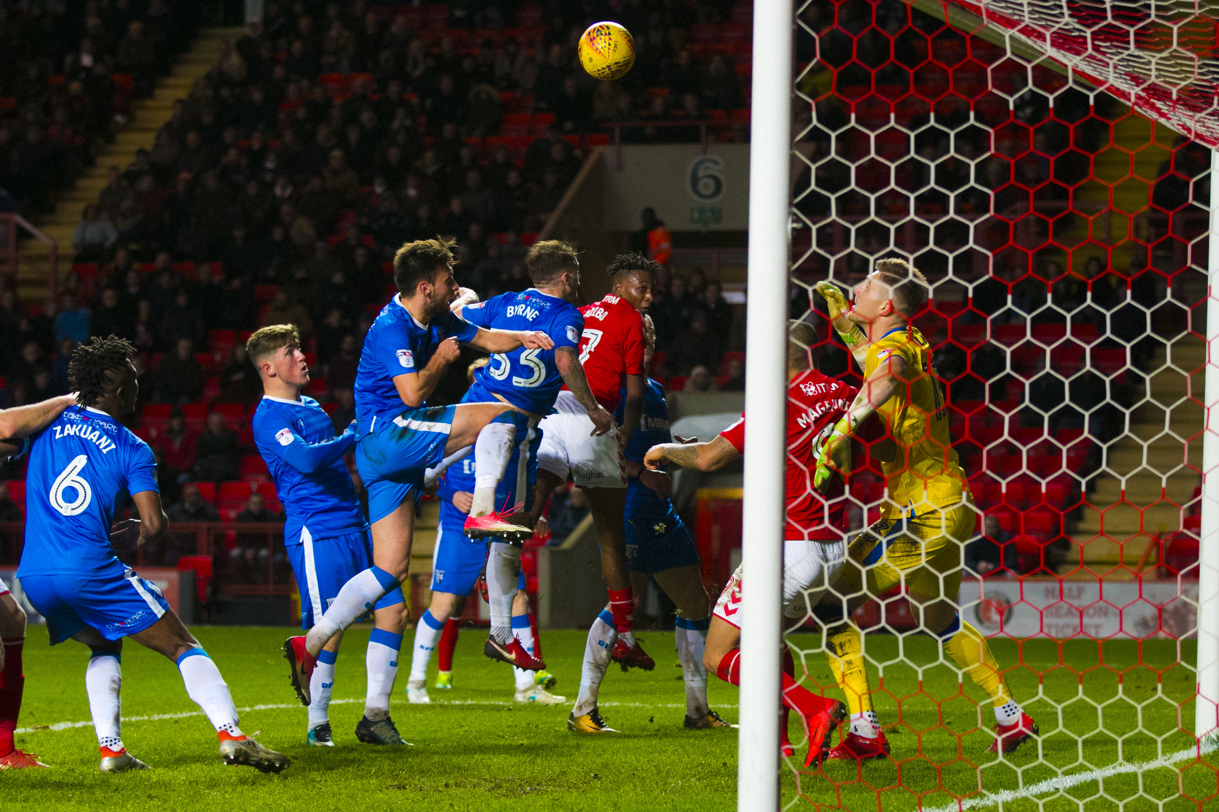 Joe Aribo's header loops over the defence into the net