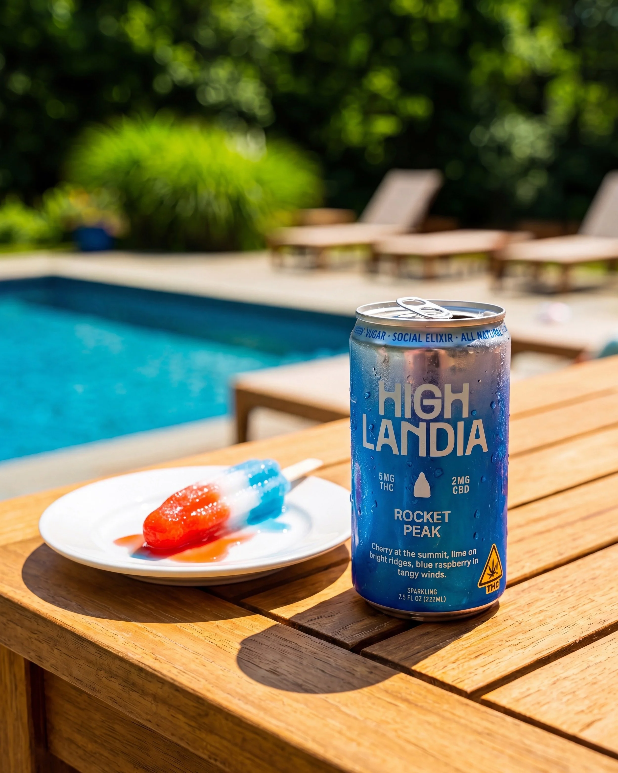 You know THC beverages have gone mainstream when the flavor profiles start taking nostalgic inspiration from the neighborhood ice cream truck...

@DrinkHighlandia&rsquo;s "Rocket Peak" THC elixir perfectly mimics that melted red, white, and