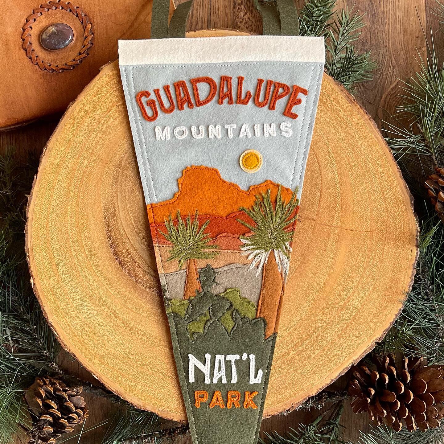 A new pennant for this beautiful Texas National Park 🌵 Featuring views of all the cacti and stunning El Capitan peak. 🚩 
.
#texas #guadalupe #guadalupemountains #guadalupemountainsnationalpark #nationalpark #westtexas #yohoco designer #design #penn