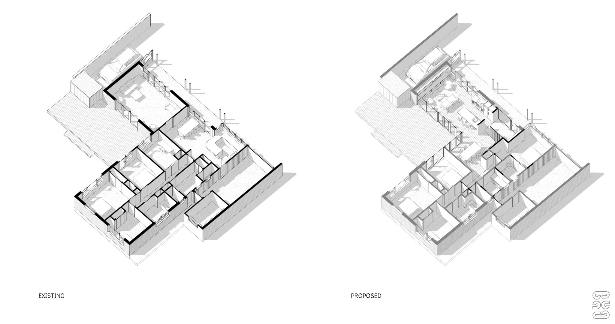 House Alterations - Hamilton, Axonometric
