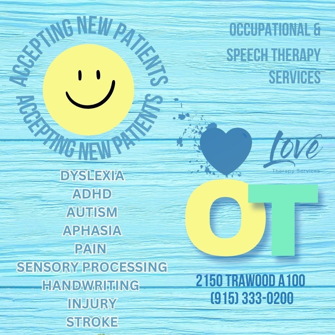 Now accepting new patients! We have custom treatment plans for all of this and so much more. #dyslexia #adhd #aphasia #healthyfamilies #elpasoTherapy