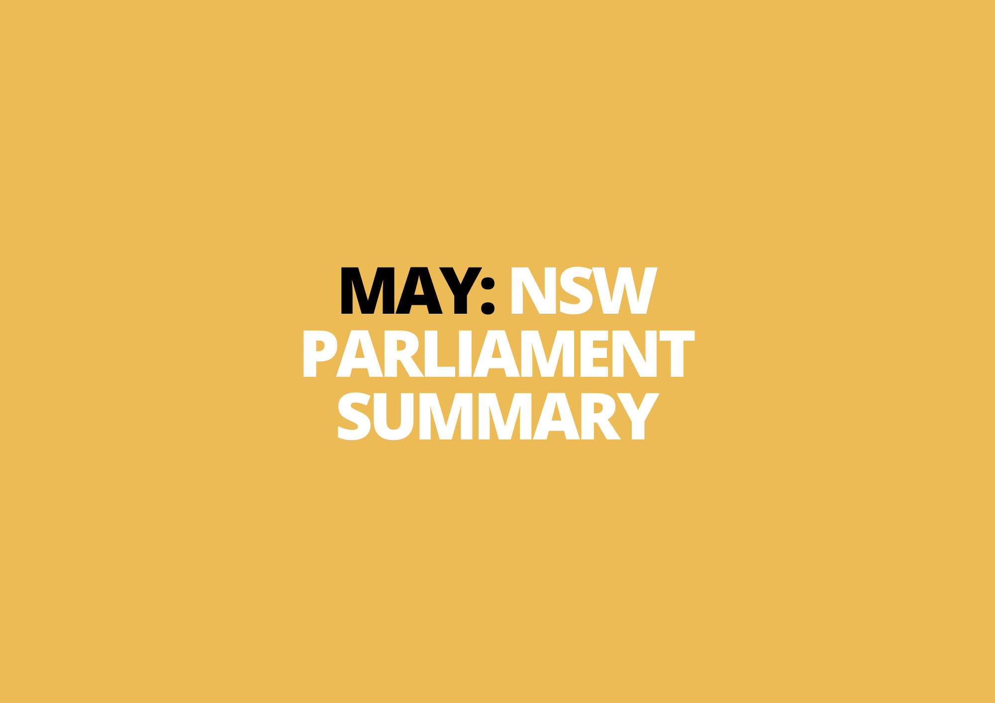 14 May | NSW Parliament Summary