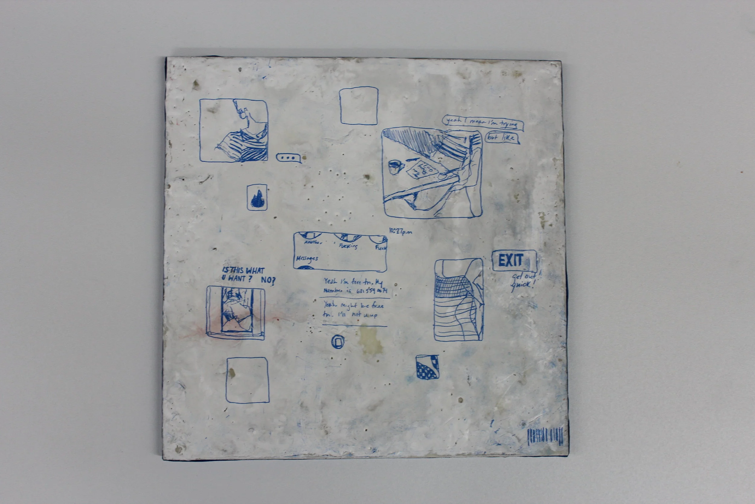  carbon transfer print on encaustic and beeswax 