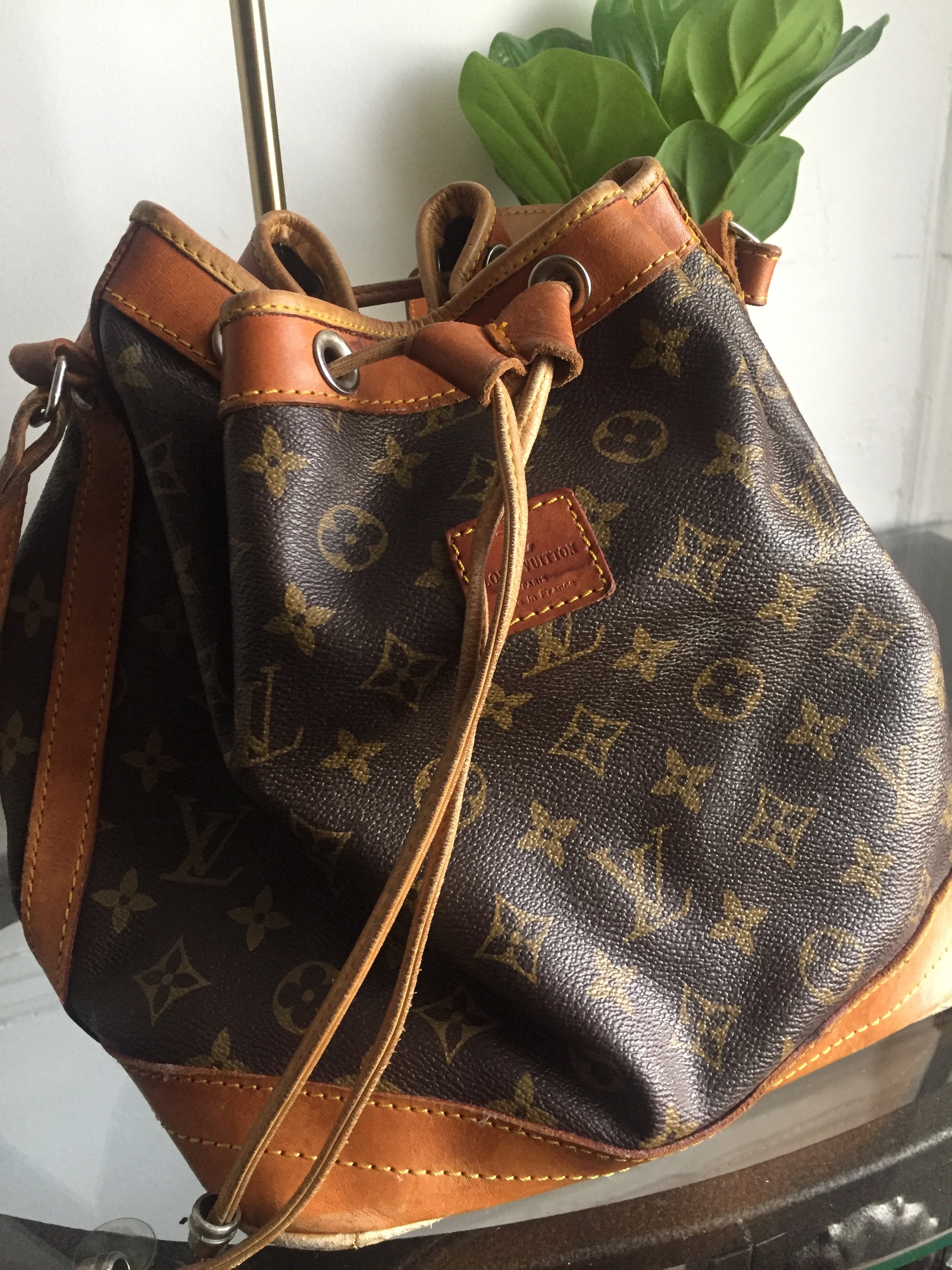 Louis Vuitton Monogram Large Drawstring Bucket Bag Brown