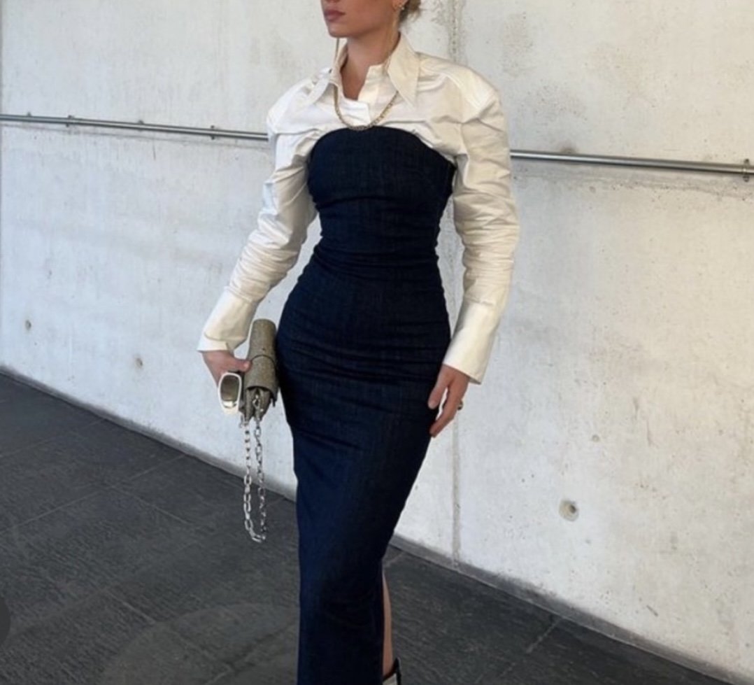 black denim tube dress Vivienne Denim Tube Mini Dress