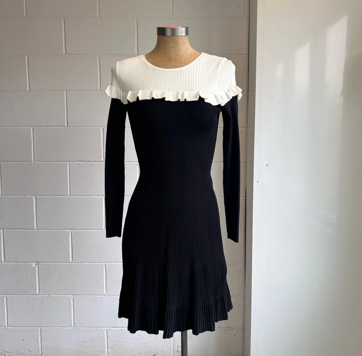rib knit midi dress long sleeve Ribbed Knit Midi Sweater Dress in Walnut main image 1