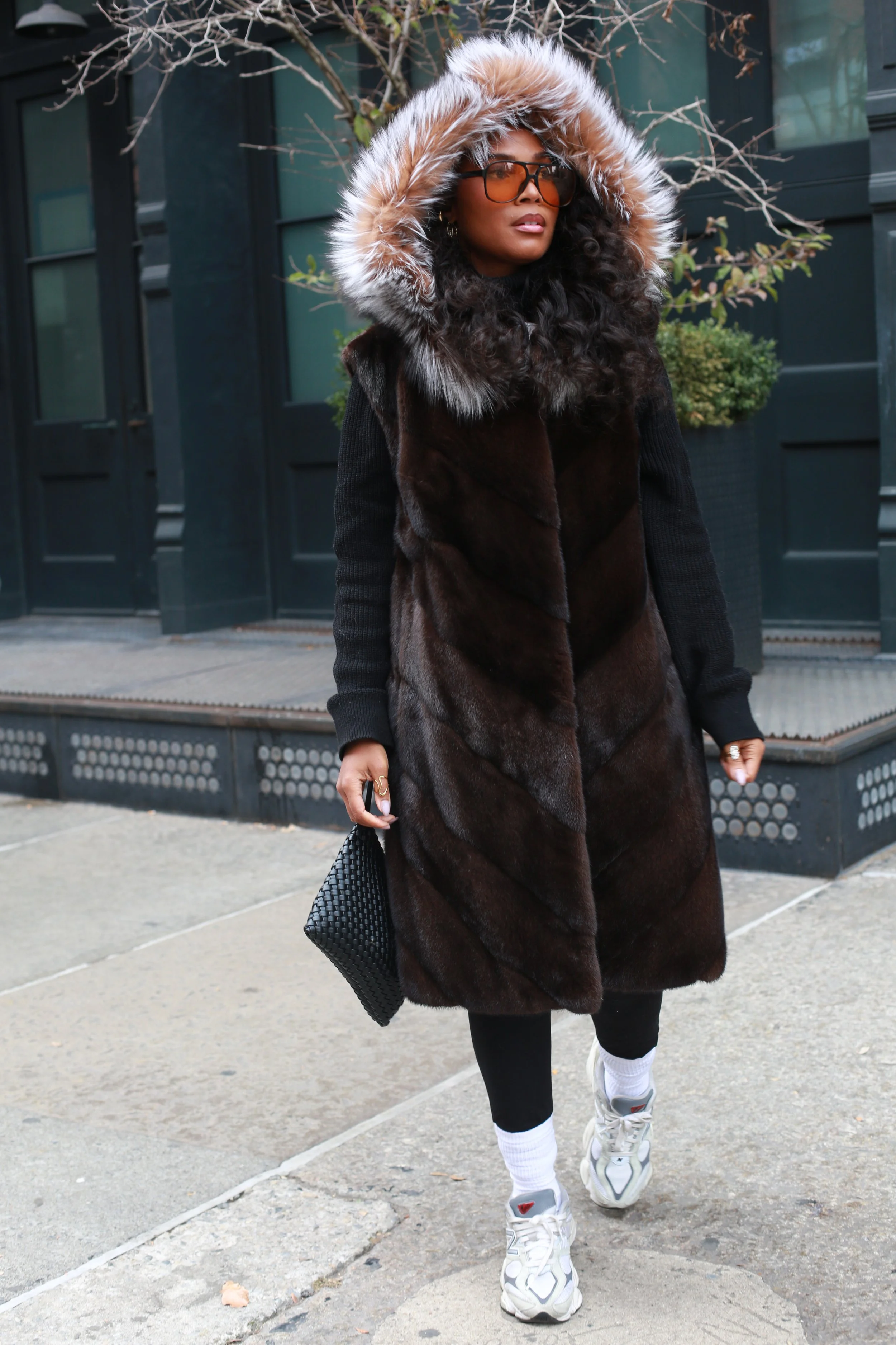 THE DEMI MINK VEST - CRYSTAL HOOD | NEW