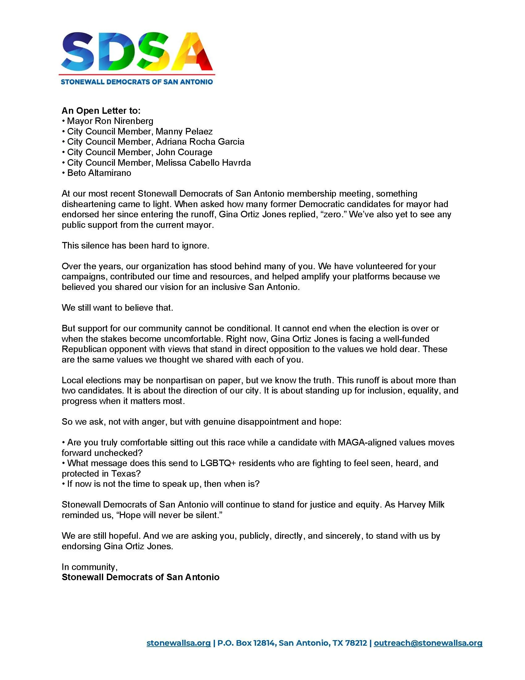 An Open Letter