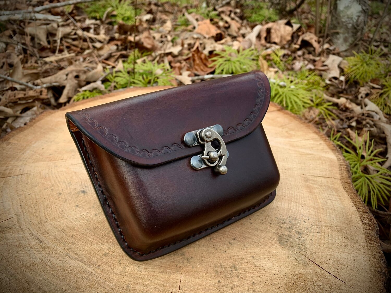Double Pocket Shooting Pouch . Ostrich and Bridle Leather — Pinnell  Custom Leather