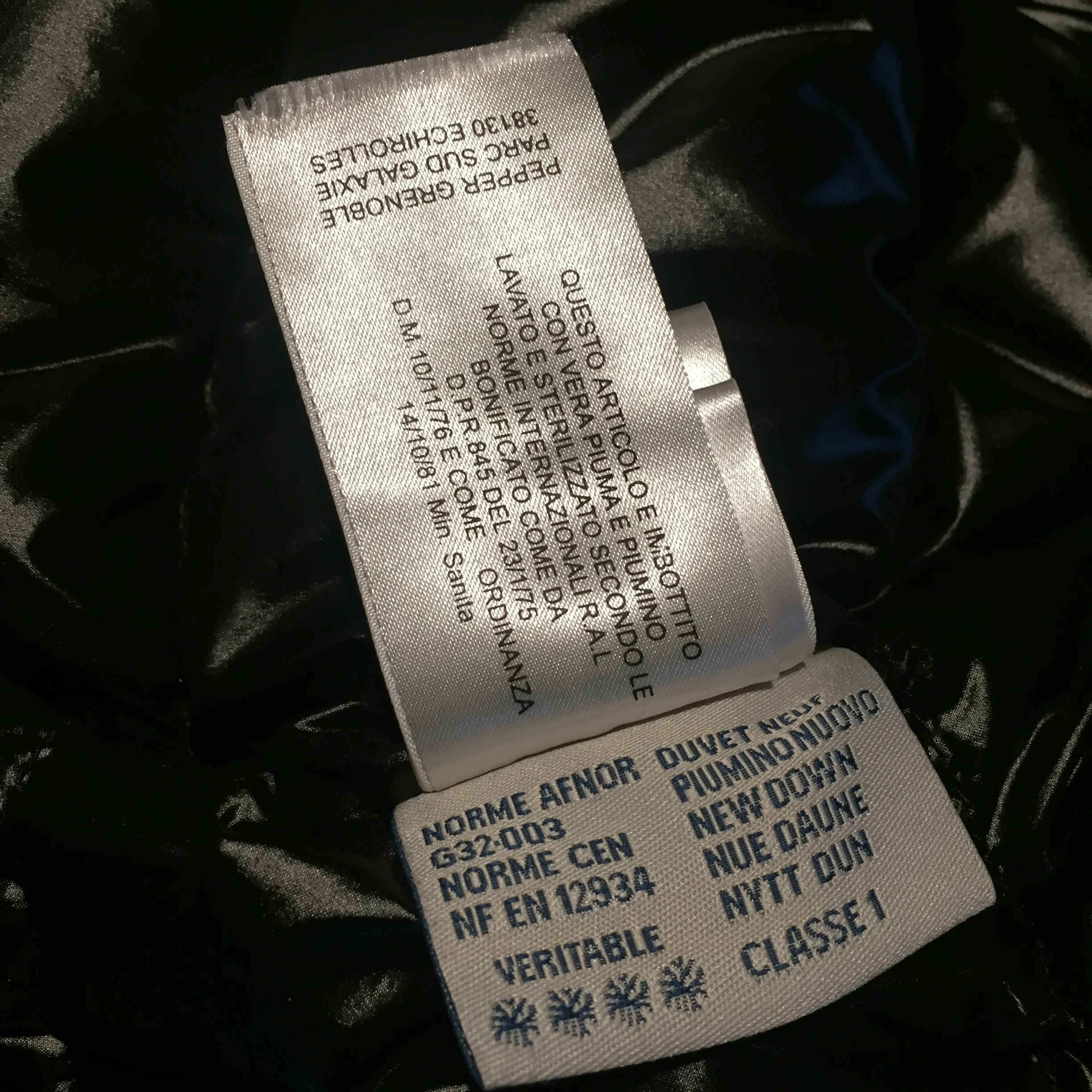 moncler label inside