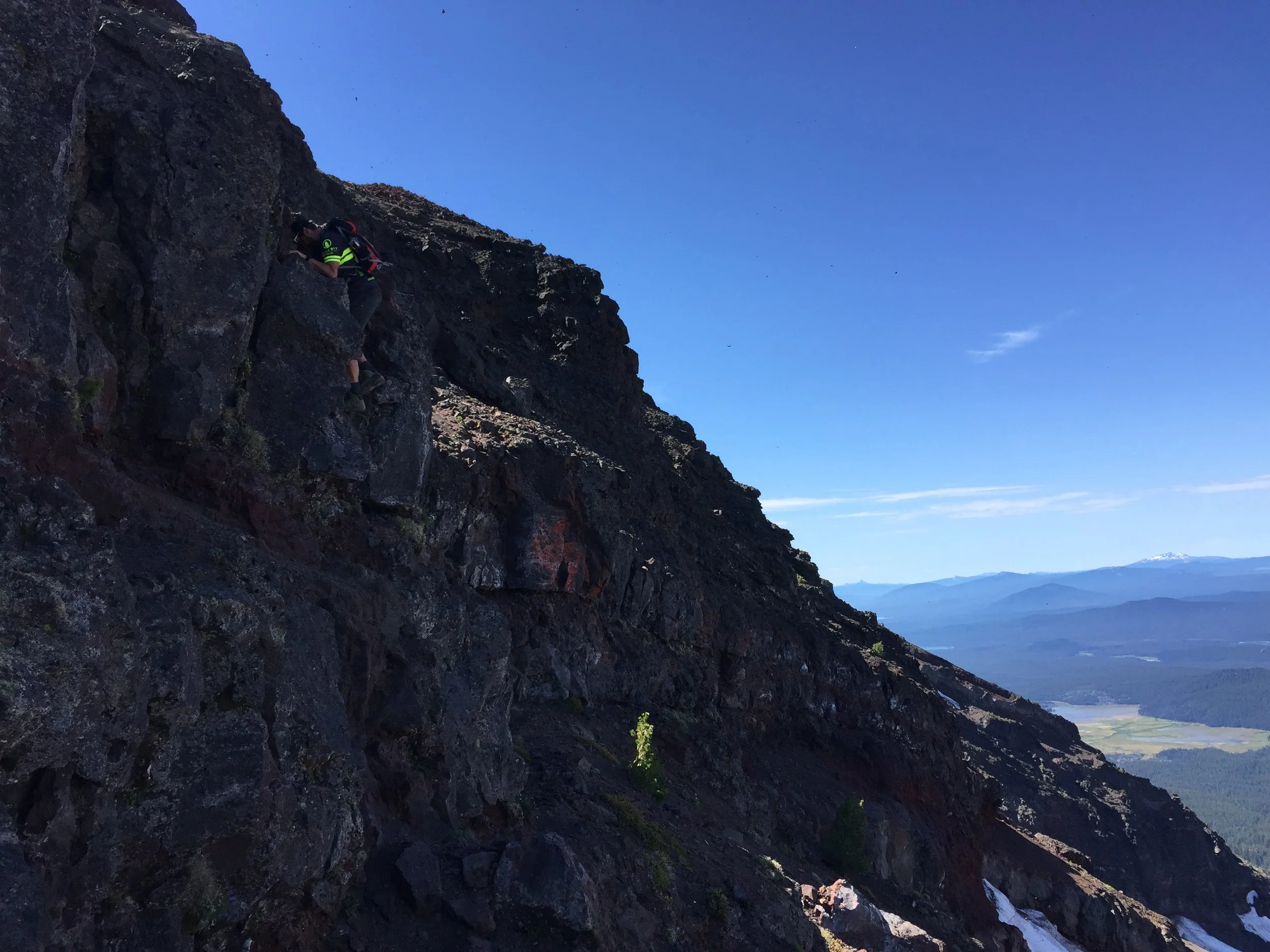 Rich descends the crux. 