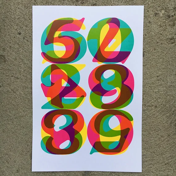"Numerals" // Letterpress Collaboration with Chris Fritton ( The Itinerant Printer ) // materials used: wood type, Vandercook, fluorescent ink